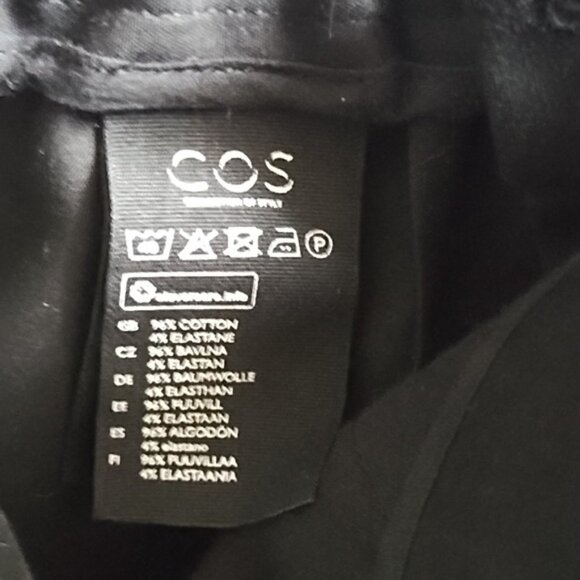 COS Black Stretch Cotton Poplin Wide Leg Pants - Picture 6 of 7